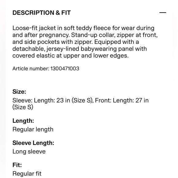 NWT H&M Babywearing Sherpa Fleece Jacket - Picture 7 of 7